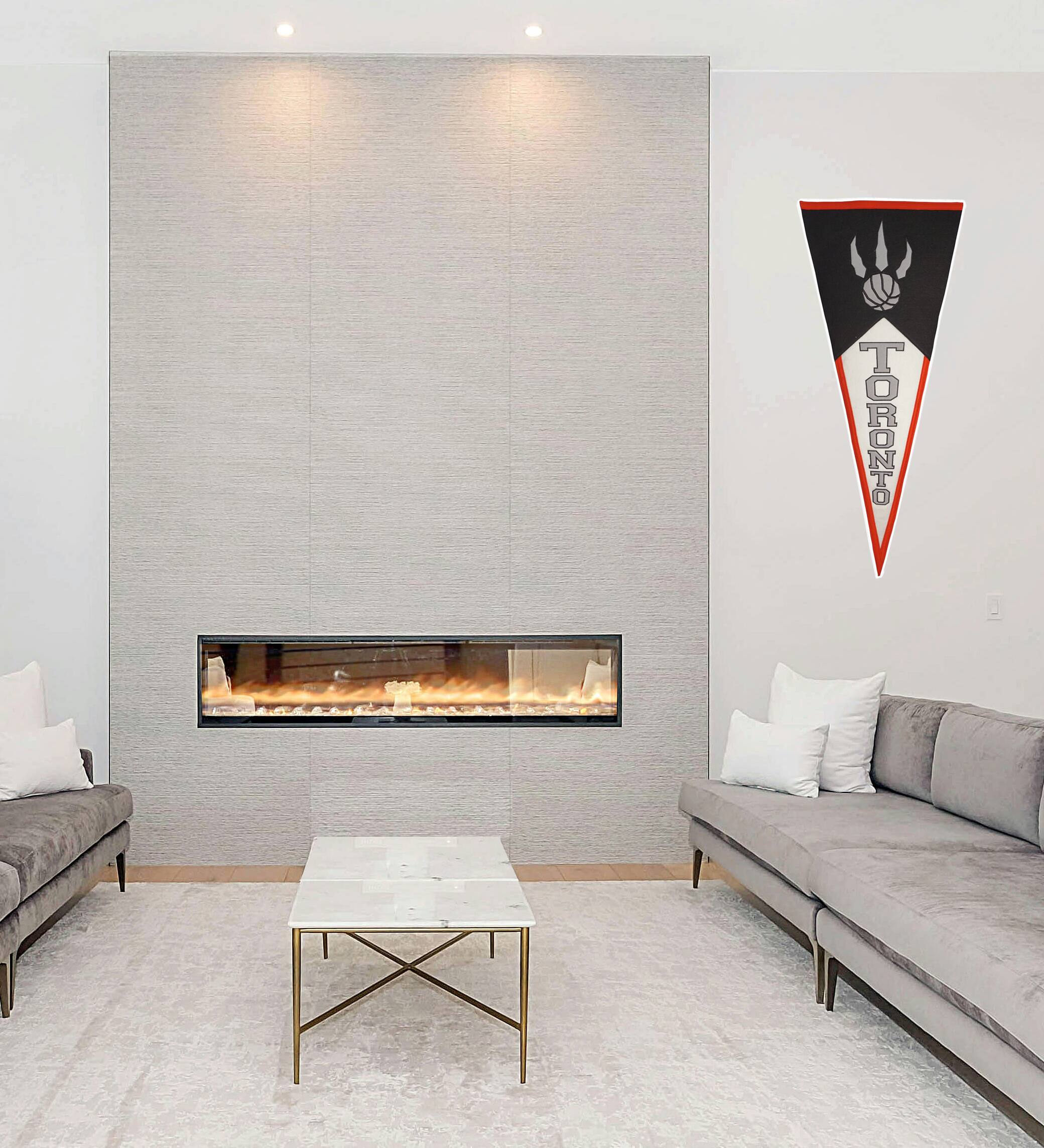 Alt View 6. Winning Streak Sports - Oversized Toronto Basketball Raptors Classic NBA Wool Pennant 40x17 inches - Multi.