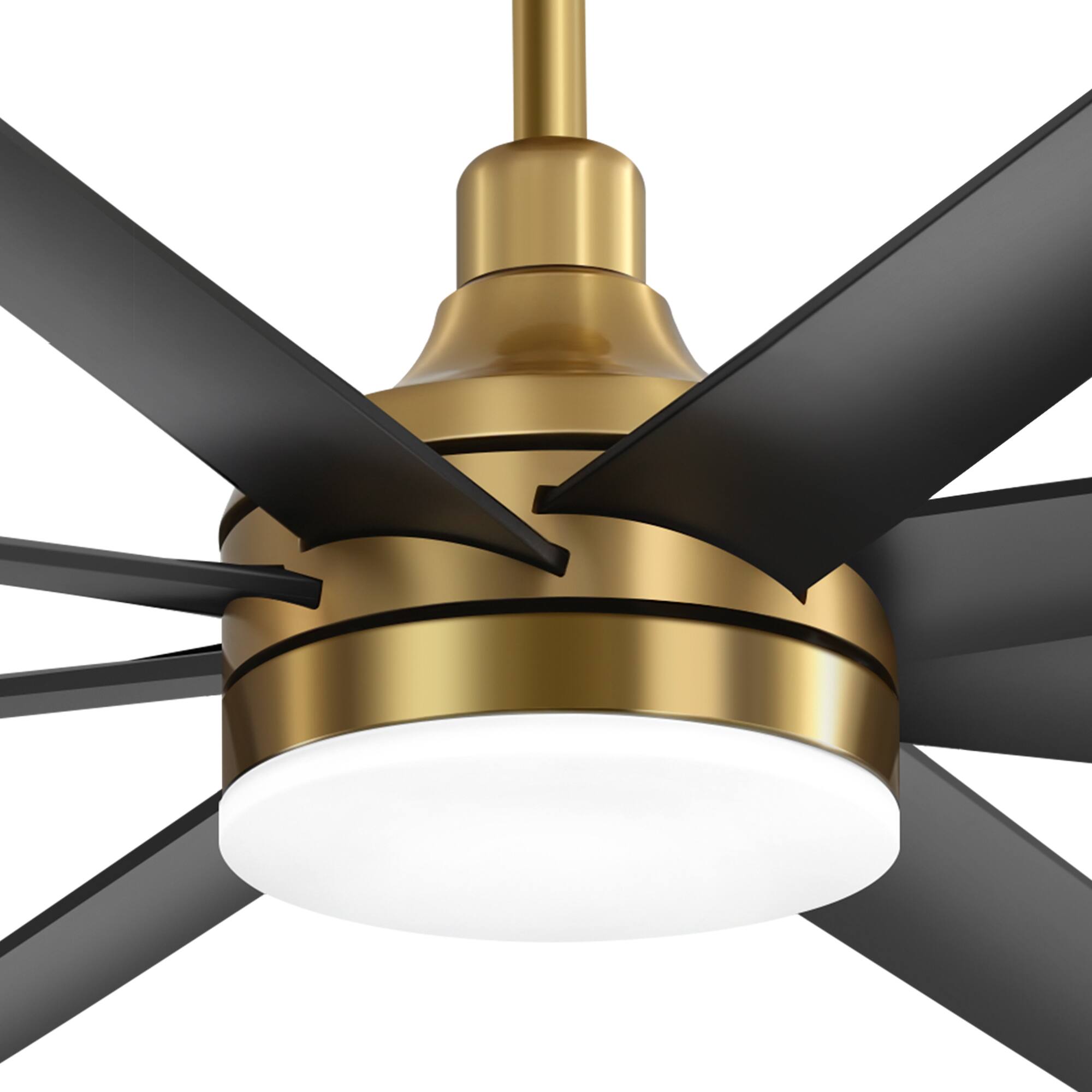 Alt View 8. Breezary - 65-Inch Ceiling Fan with 8 ABS Blades, 6-Speed DC Motor, Remote Control with Timer, 2 Downrods, Light/No-Light Options - Gold and Black (With Light).
