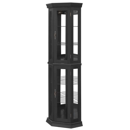 Alt View 8. LUCKY ONE - 15.35in Freestanding Corner Curio Cabinet with Tempered Glass Shelves LED Light Display for Bar Decor - Black.