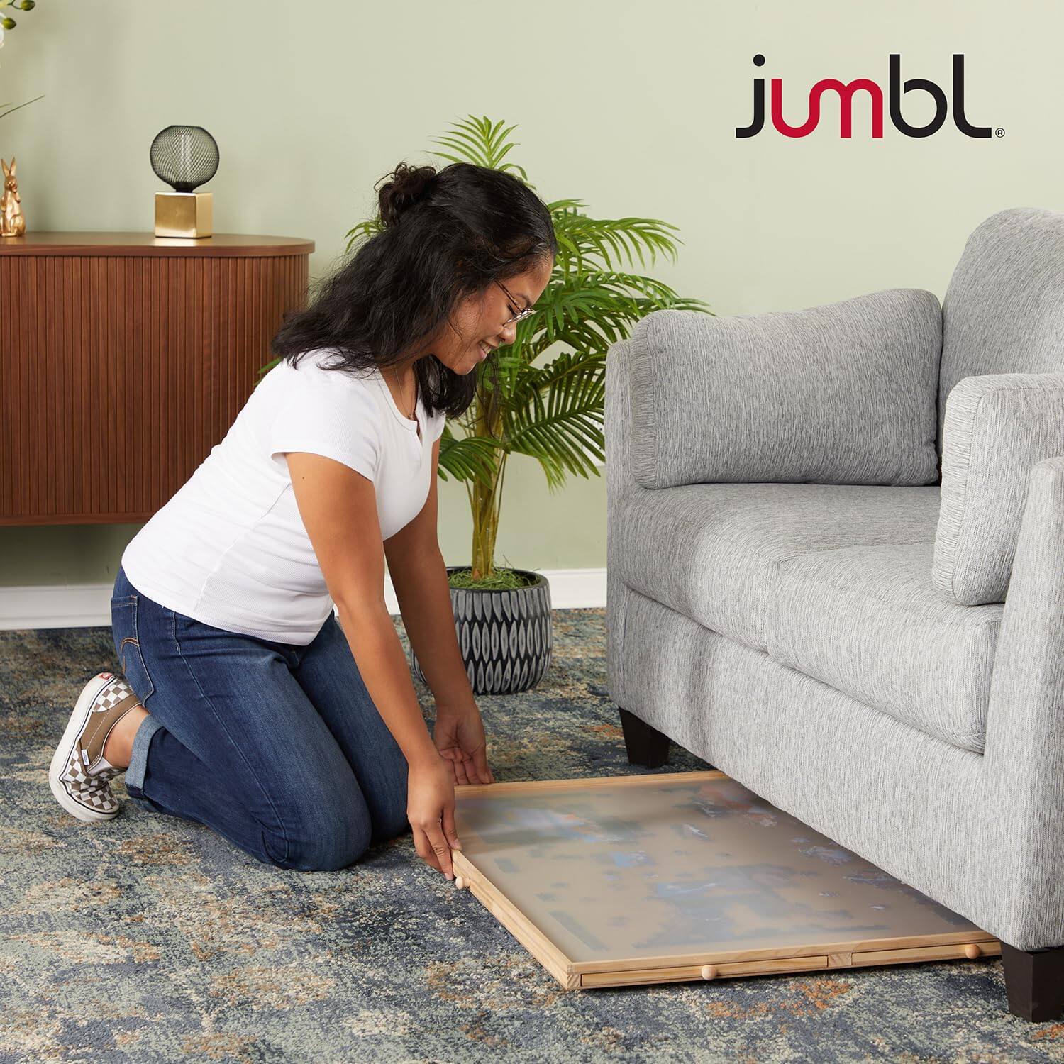 Jumbl 1500 Piece Puzzle Board with Drawers, Lazy Susan & Cover