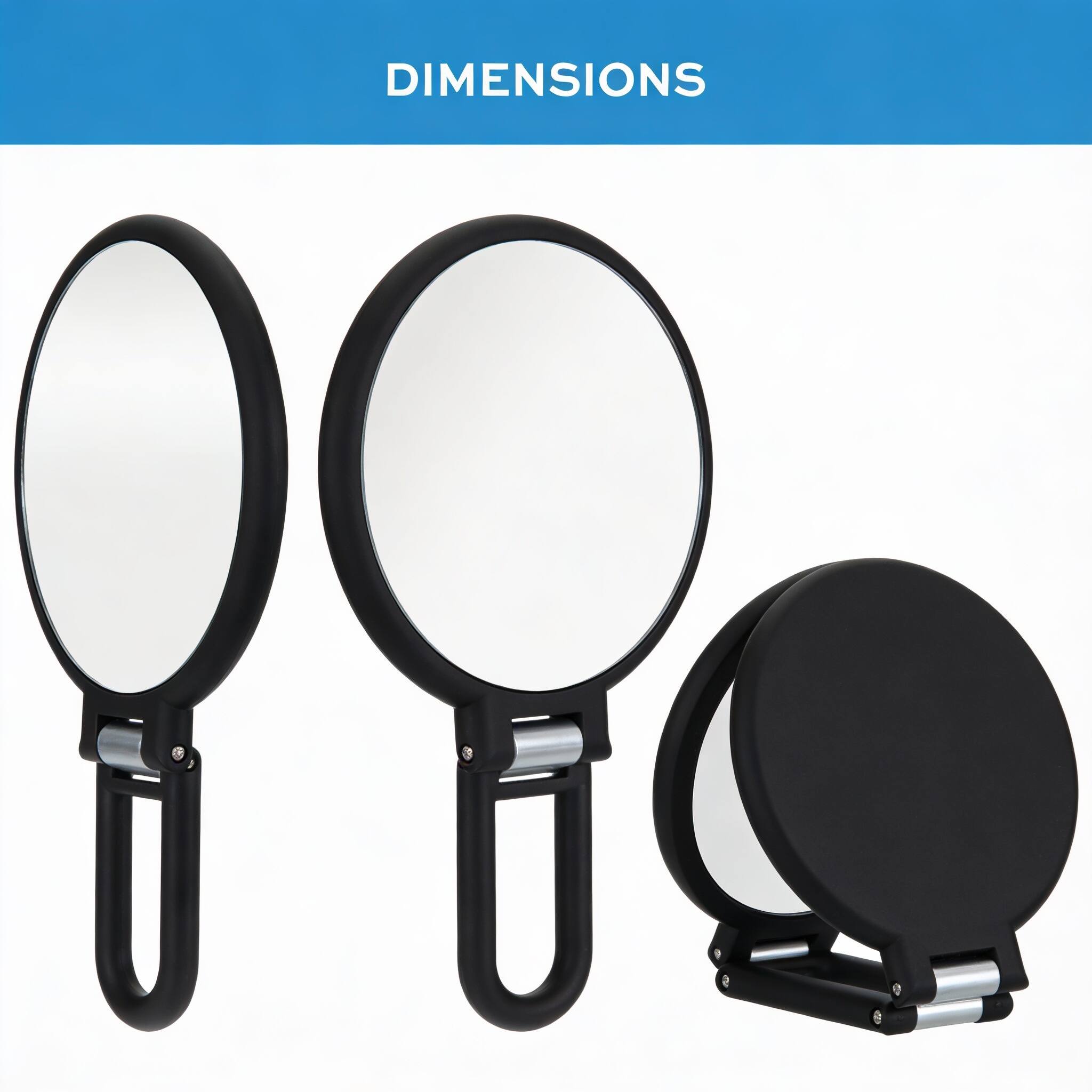 Back. PO3TICJUNKI3 - Magnifying Handheld Mirror 1x 15x Magnification Hand Folding Adjustable Handle For Makeup Travel - Black/15X Magnification.