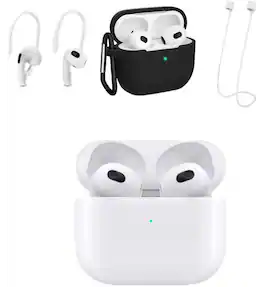 Apple - AirPods (3rd generation) with Lightning Charging Case- Black Case Bundle - Multi