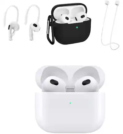 Apple AirPods (3rd generation) with Lightning Charging Case- Black Case Bundle Multi