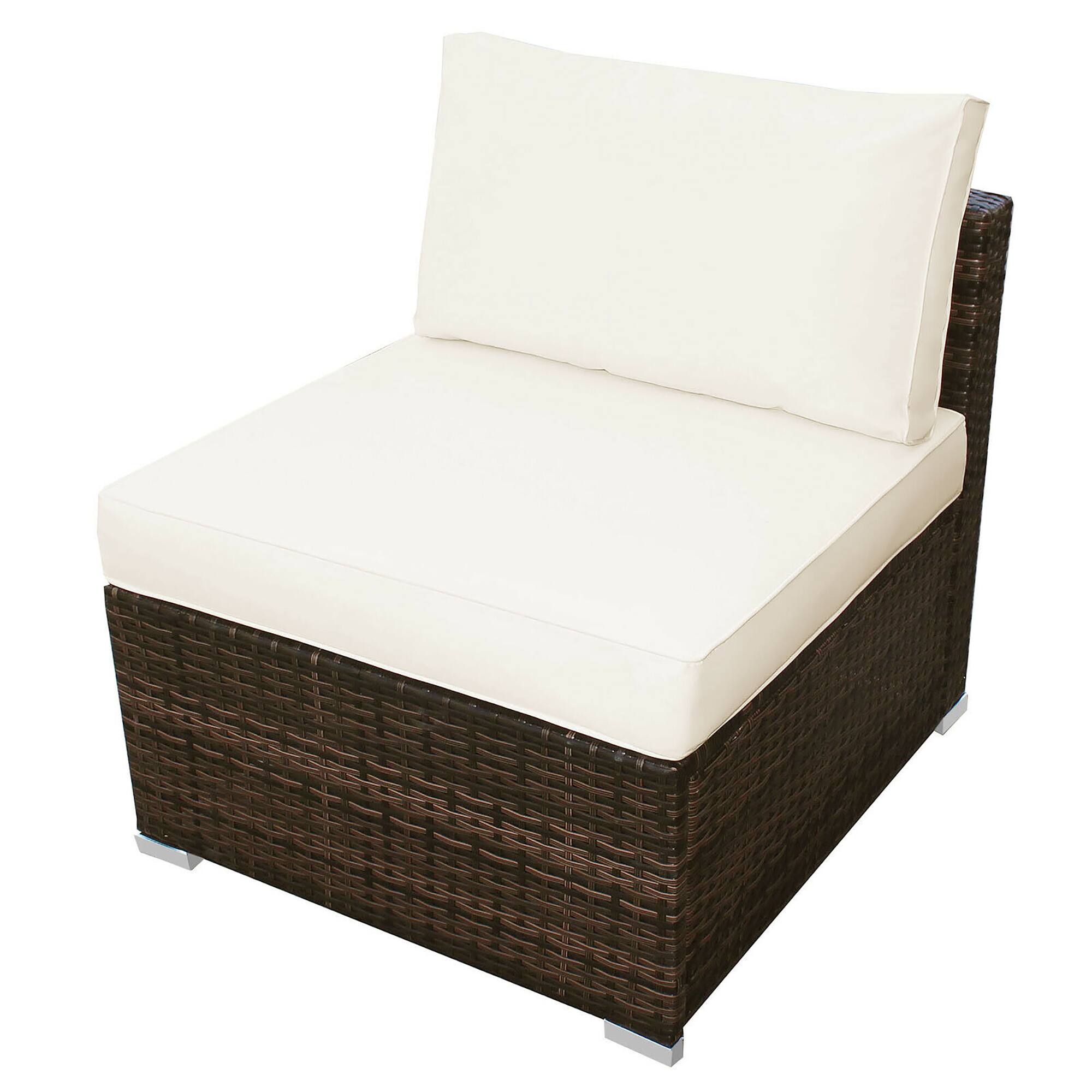 Alt View 10. Costway - 5PCS Patio Rattan Wicker Furniture Set Armless Sofa Ottoman Cushioned Garden - Mixed Brown/White.
