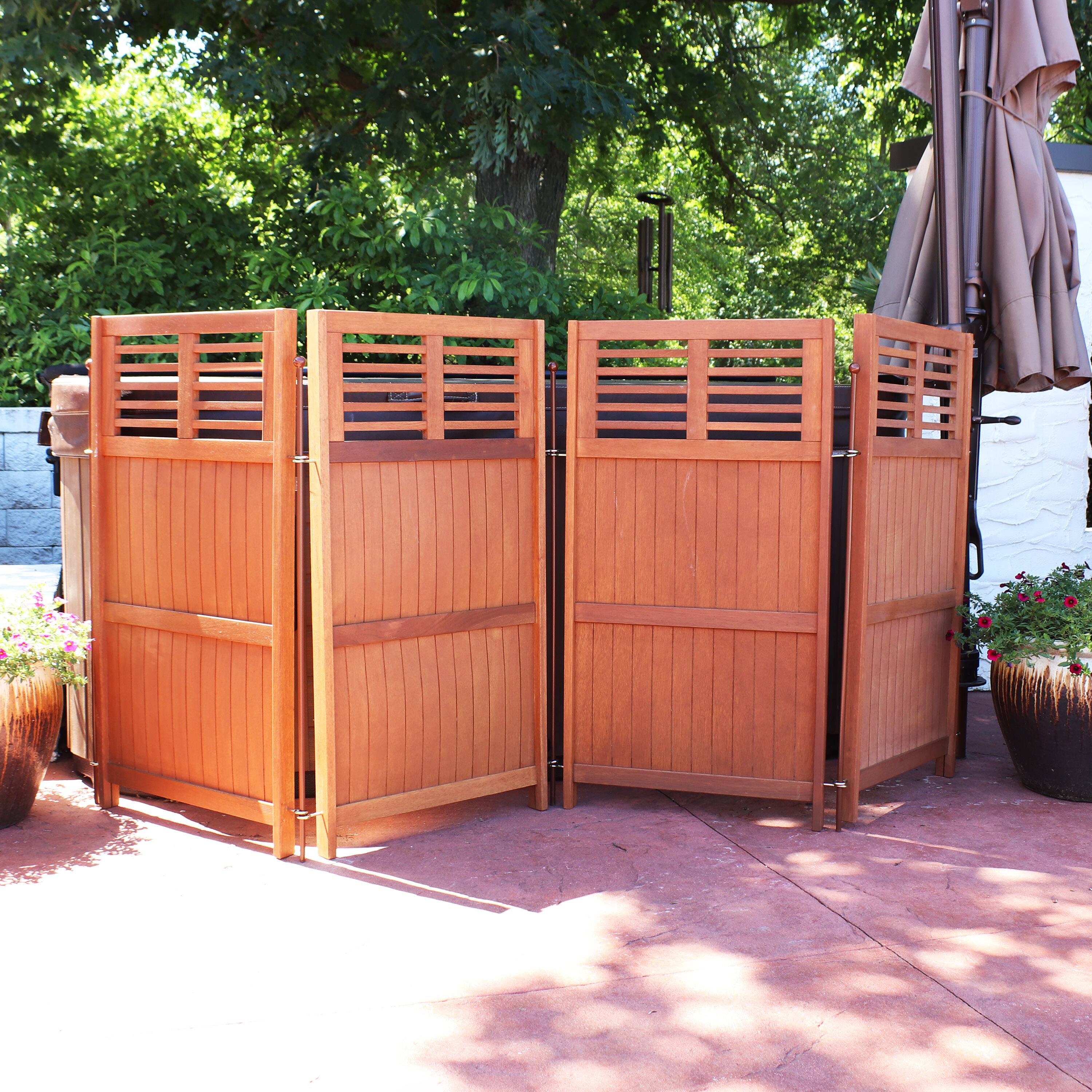 Alt View 5. Sunnydaze - Meranti Wood/Teak Oil Finish Folding Privacy Screen - 44 in - Brown.