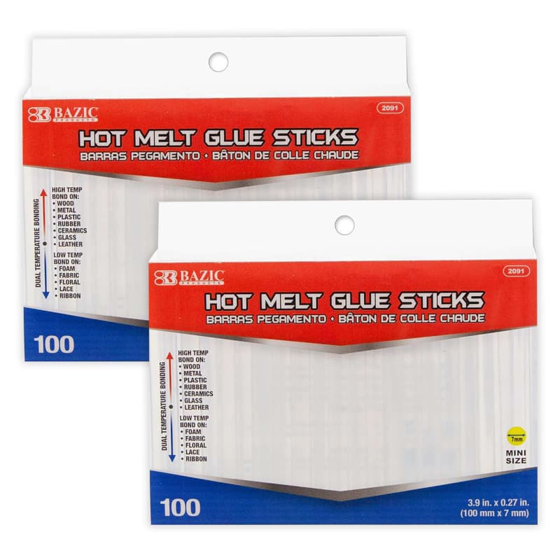 "BAZIC Products - Mini Hot Melt Glue Sticks Dual Temp 3.9"" x 0.27"" 100 Per Box 2 Boxes" price history on PriceWatchPro