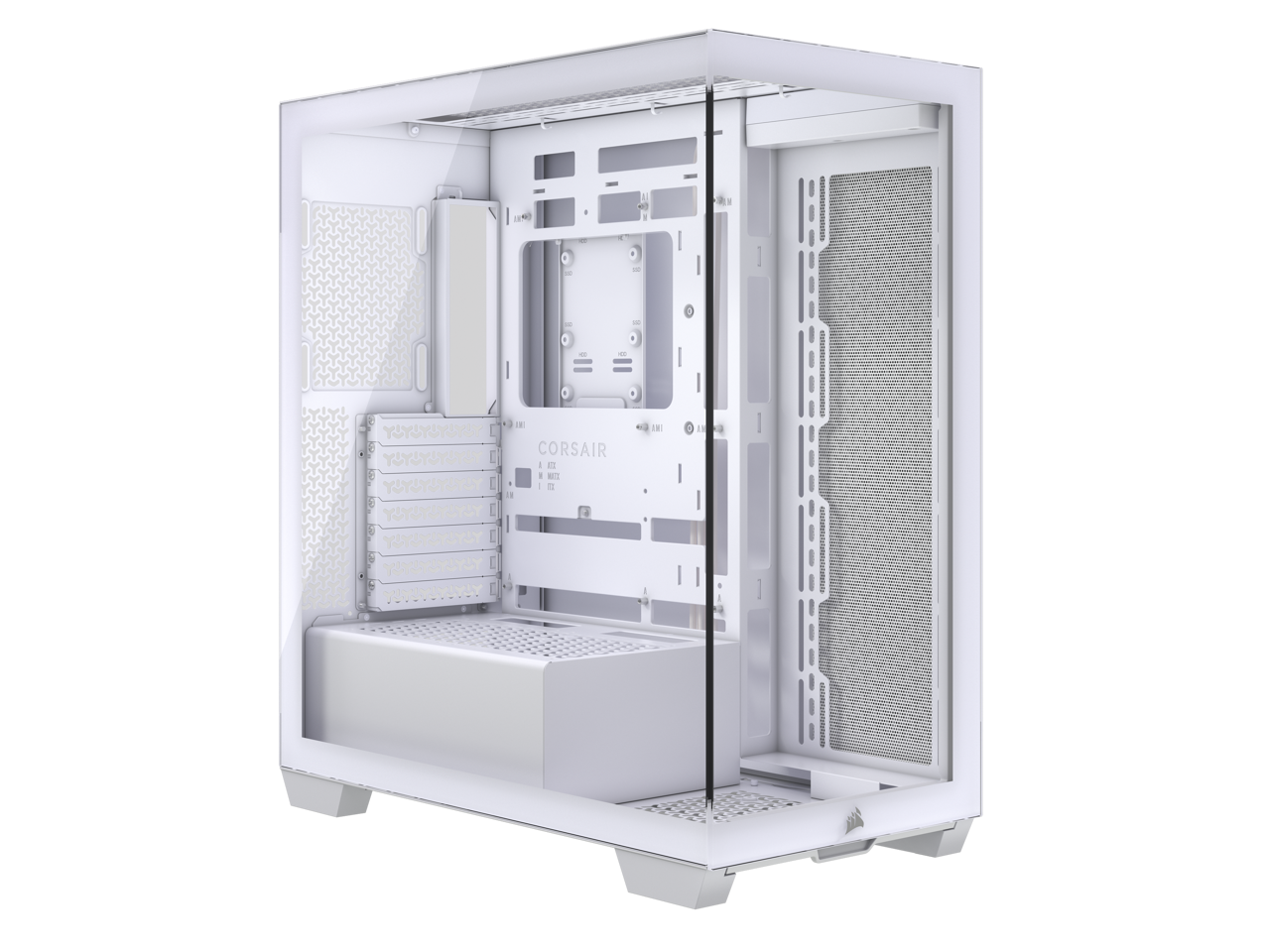 CORSAIR - 3500X White Tempered Glass Mid-Tower Case – Reverse Motherboard, 10x 120mm Fans, 2x 360mm Radiators - White
