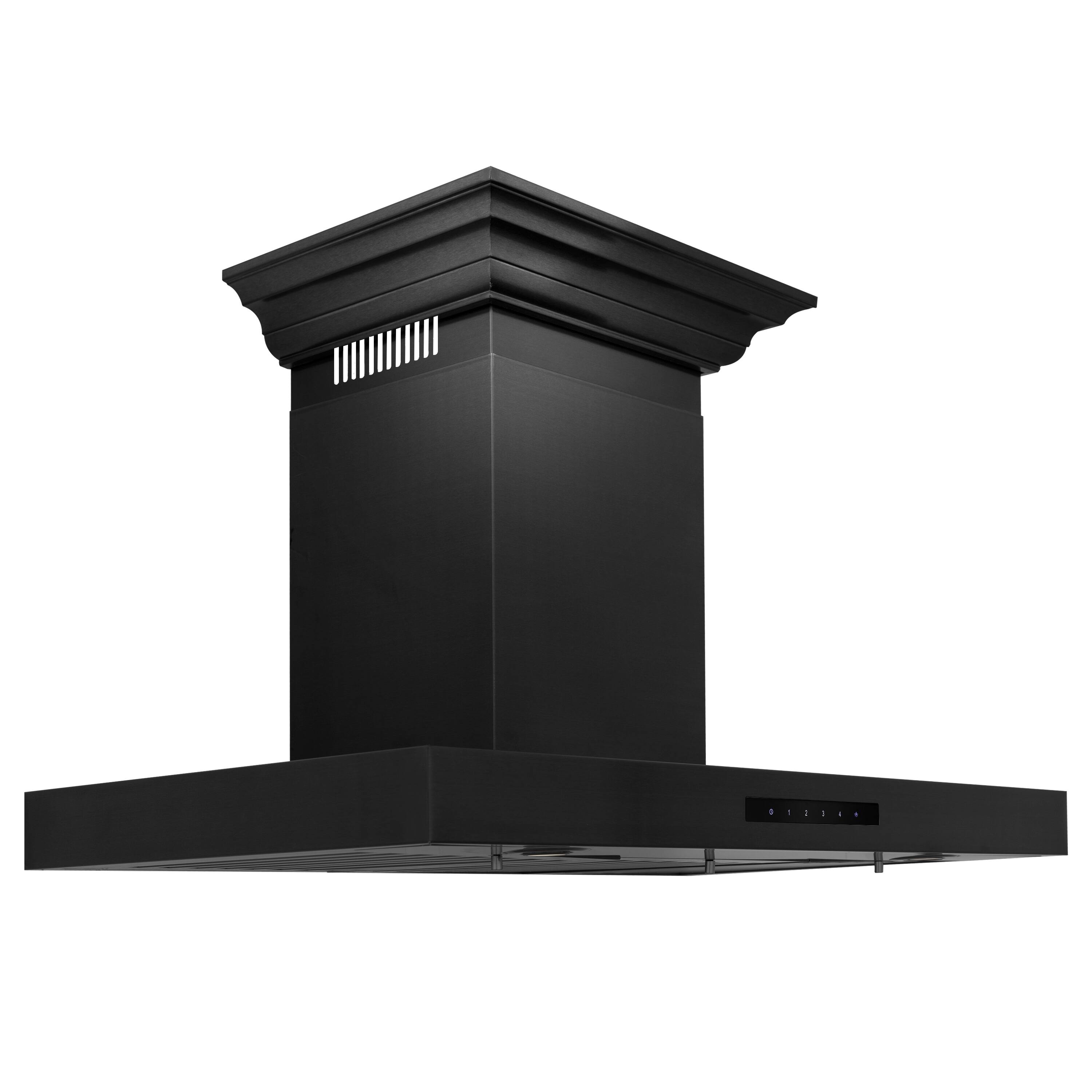 Back. ZLINE - ZLINE 36 in. Convertible Vent Wall Mount Range Hood in Black Stainless Steel with Crown Molding (BSKENCRN-36) - Black Stainless Steel.