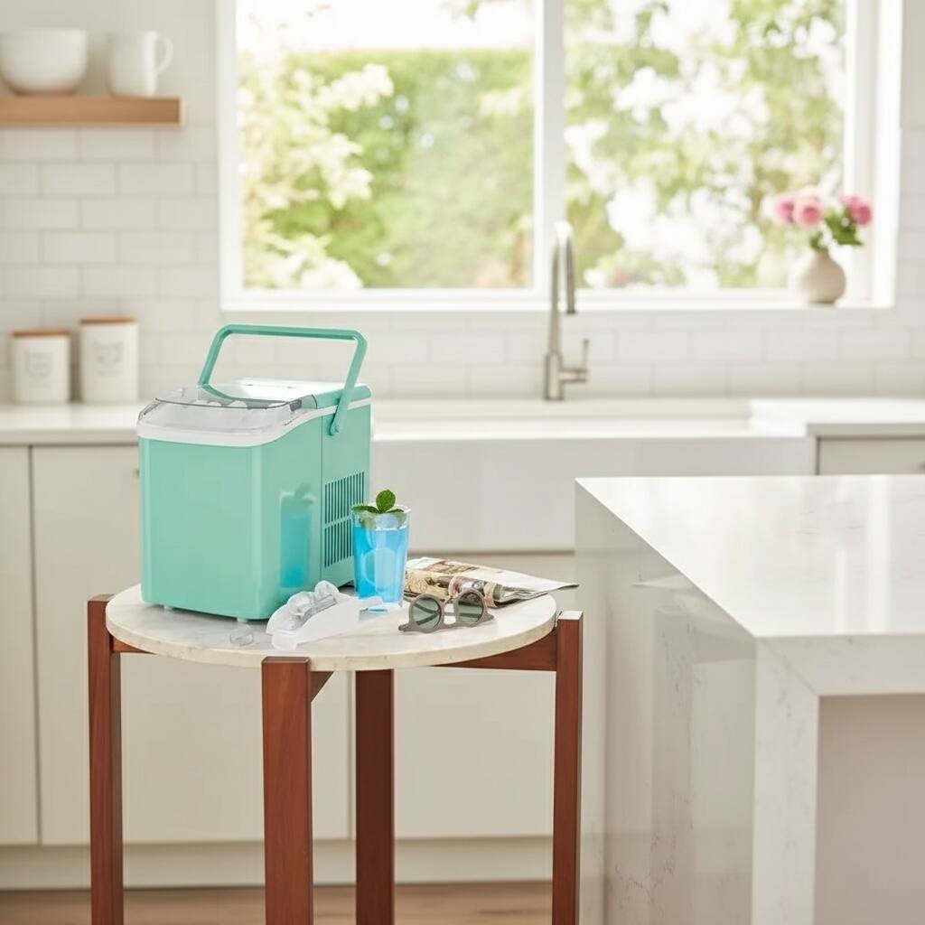 Alt View 1. Forest'nSky - Portable Ice Maker - 24.5 lb/24H, 9 Bullet Ice in 6 Mins, Self-Clean, Low Noise, Handle for Camping/BBQ,Green - Green.