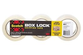 Scotch - Box Lock Shipping Packing Tape, 1.88 in. x 38.2 yds., 3 Pack - Clear