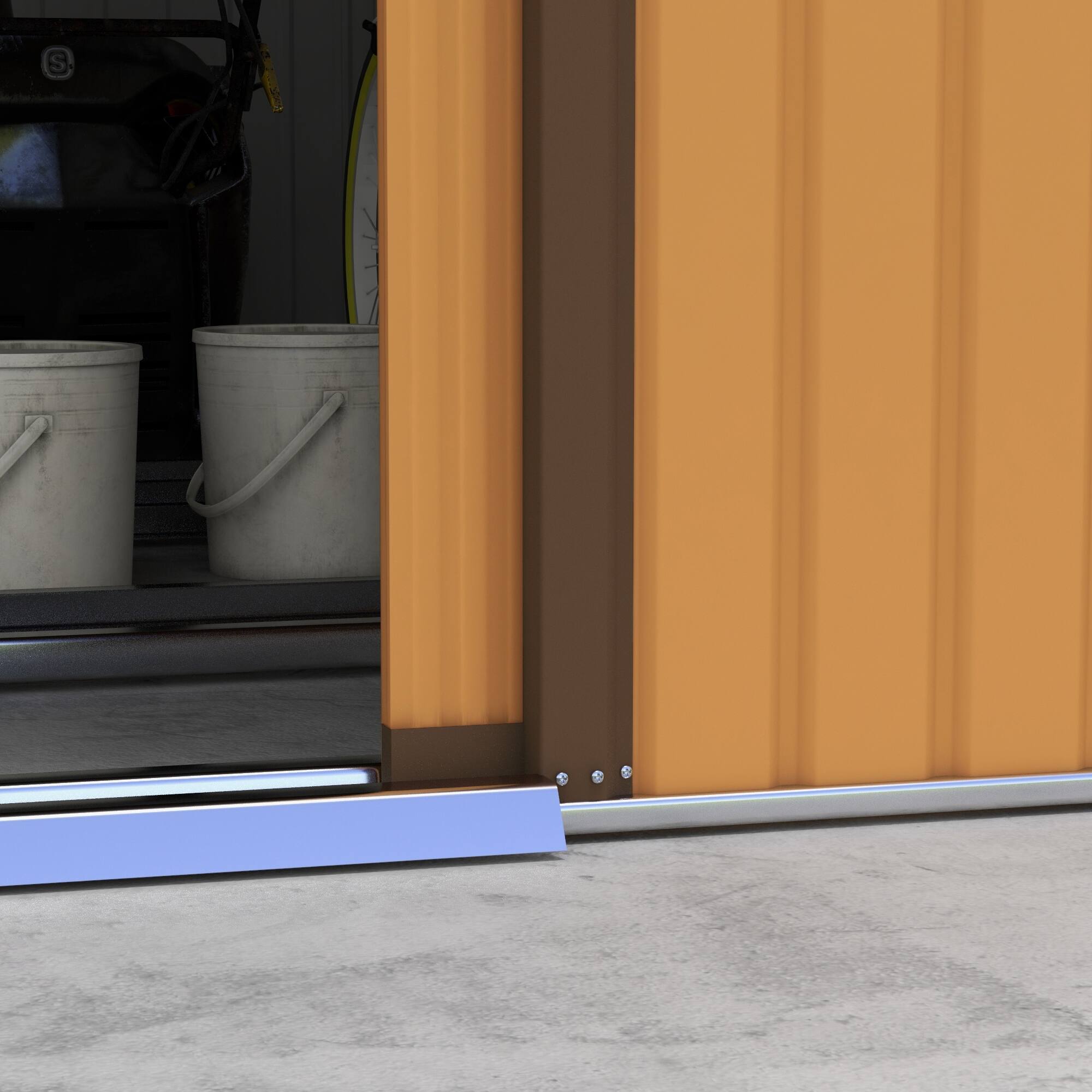 Alt View 8. Outsunny - 11' x 13' Outdoor Storage Shed, Garden Tool Metal Shed with Foundation Kit, Double Lockable Door.