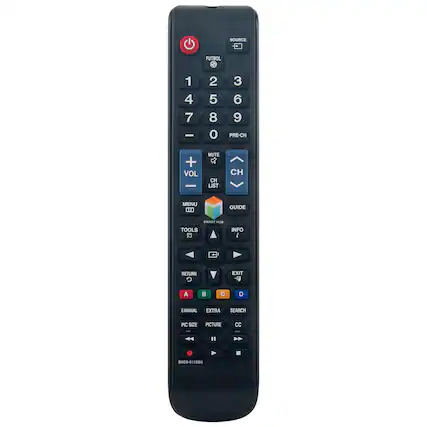 SOURCE
FUTBOL 1 2 3 4 5 6 7 8 9 0 PRE-CH + VOL - MUTE
CH LIST CH MENU .. GUIDE SMART HUB TOOLS INFO I RETURN G EXIT - A C D E-MANUAL EXTRA SEARCH PIC SIZE -.. PICTURE CC - BN59-01198N