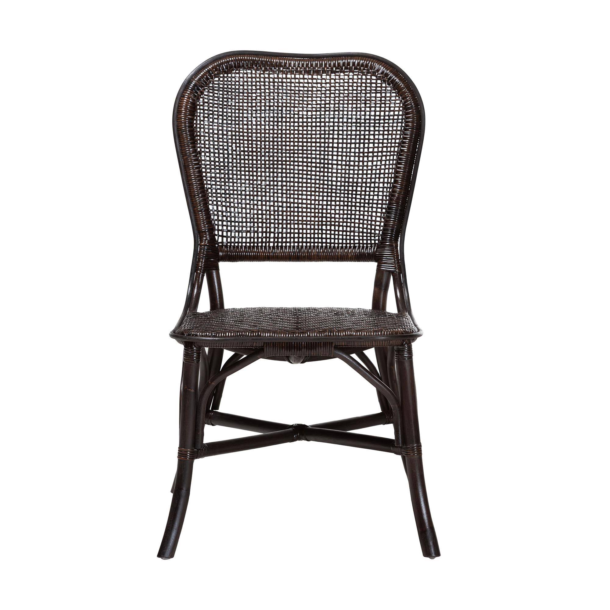 Angle. bali & pari - Irene Natural Rattan Dining Chair - Handwoven Wicker Accent Chair with Lattice Backrest for Kitchen or Dining Room - Espresso.