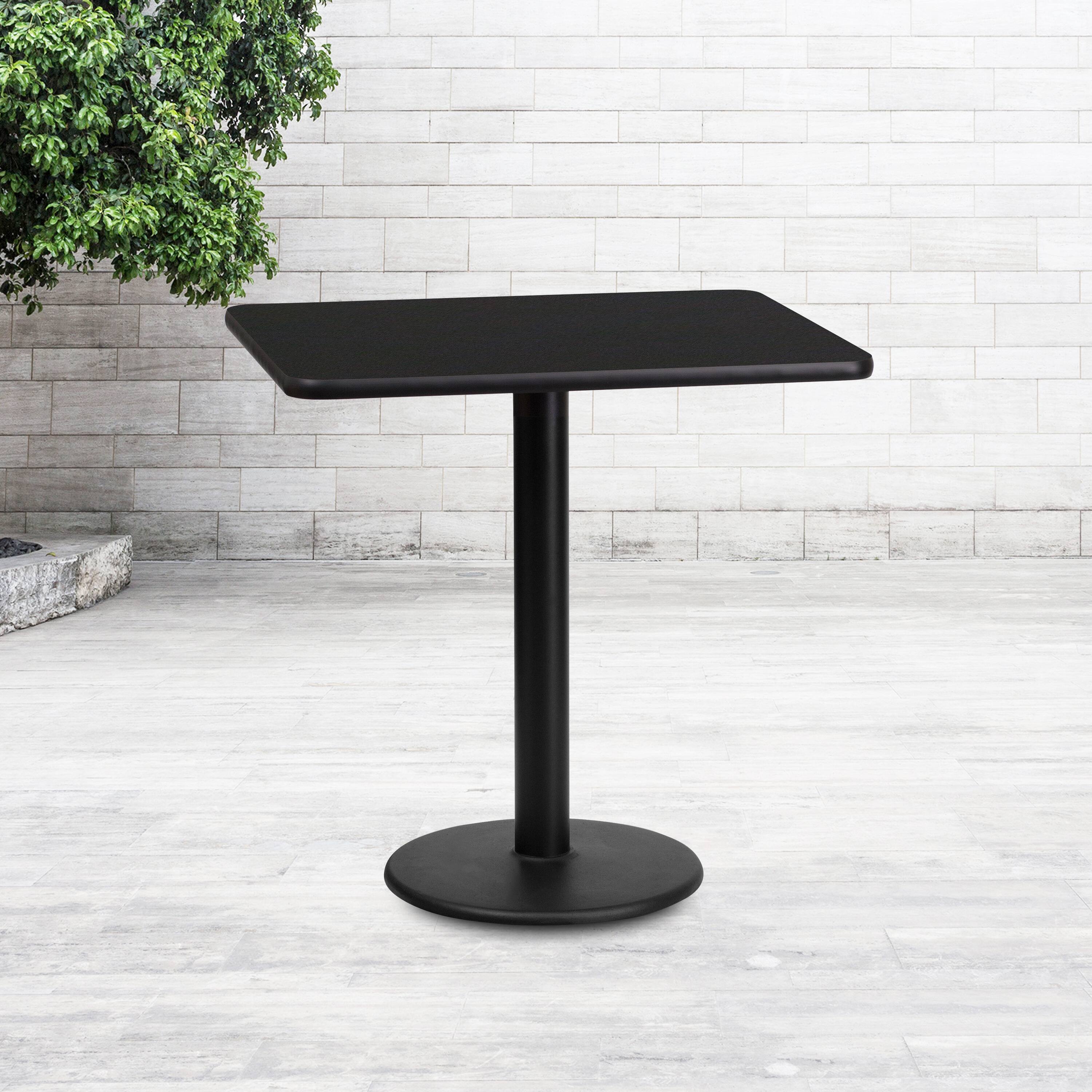 Alt View 1. Emma + Oliver - 24"x30" Rectangular Laminate Table with 18" Round Table Base - Black.