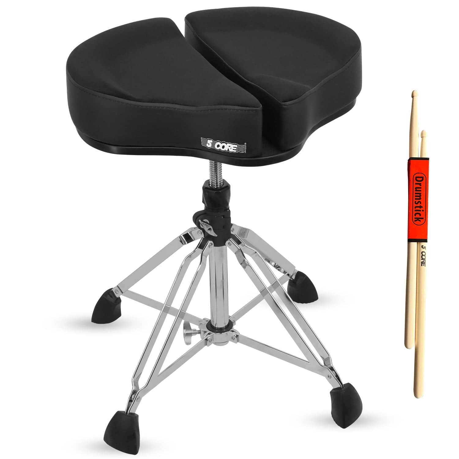 5 CORE - Drum Throne 4" Thick Padded Guitar Stool Drummer Chair Swivel Adjustable Musician Seat - Black