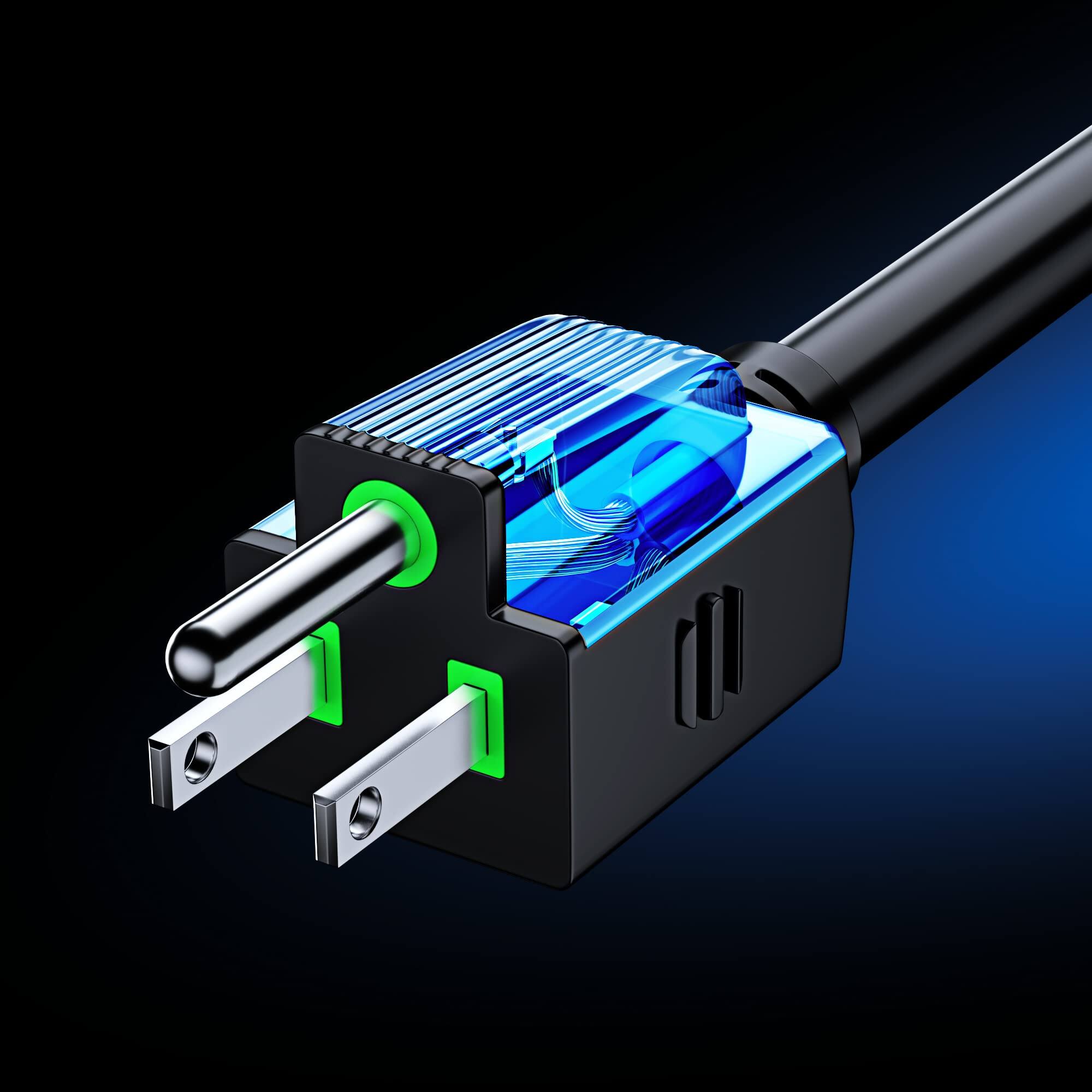 Alt View 2. Maximm - Extension Cord 15 Feet, SJTW Extension Cord with Multiple Outlets, 14 Gauge ETL Listed - Black.