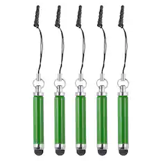 Front. Unique Bargains - 5pcs Metallic Stylus Pen Retractable Aluminum Alloy Mini Capacitive Pens for Universal All Touch Screen Devices - Green.