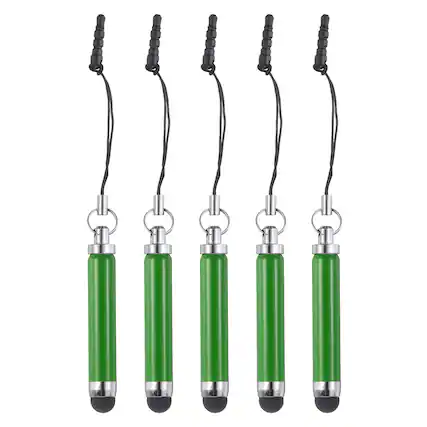Front. Unique Bargains - 5pcs Metallic Stylus Pen Retractable Aluminum Alloy Mini Capacitive Pens for Universal All Touch Screen Devices - Green.