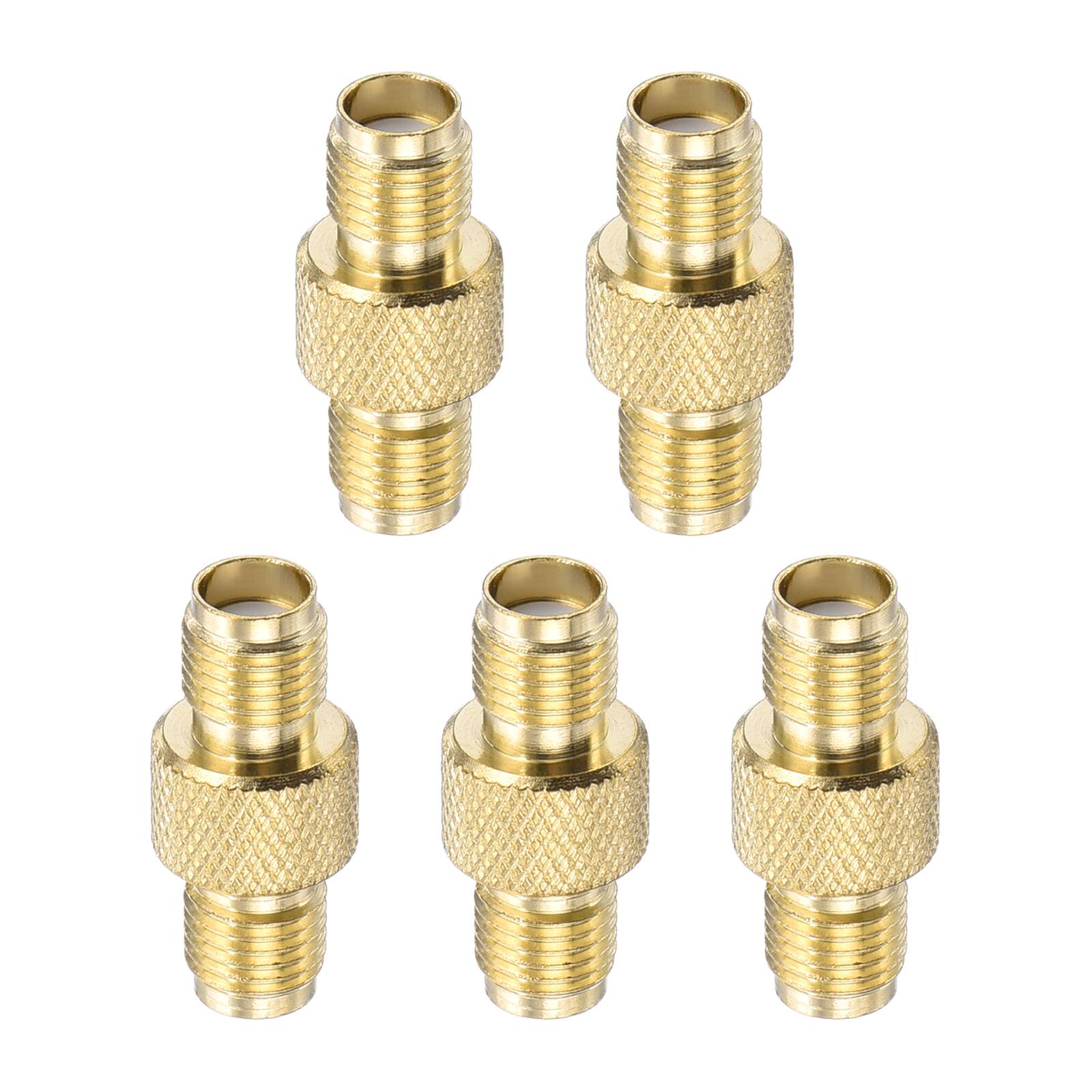 Front. Unique Bargains - 5pcs SMA to BNC Coax Connector, SMA Female to Female Jack 50 Ohm Adapter for Antennas/Signal/Ham Radio/Security Cam - Gold.