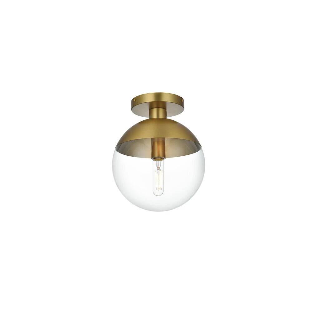 Left. Living District - Eclipse 10 Inch Flush Mount Ceiling Light Clear Shade in Chrome - Satin Gold And Clear.