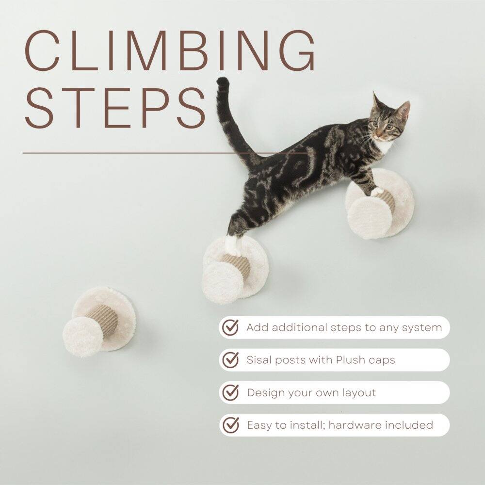 CLIMBING STEPS

- Add additional steps to any system
- Sisal posts with Plush caps
- Design your own layout
- Easy to install; hardware included