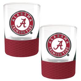 Great American Products - Alabama Tide 2-Pack 14oz. Rocks Glass Set with Silcone Grip - Crimson