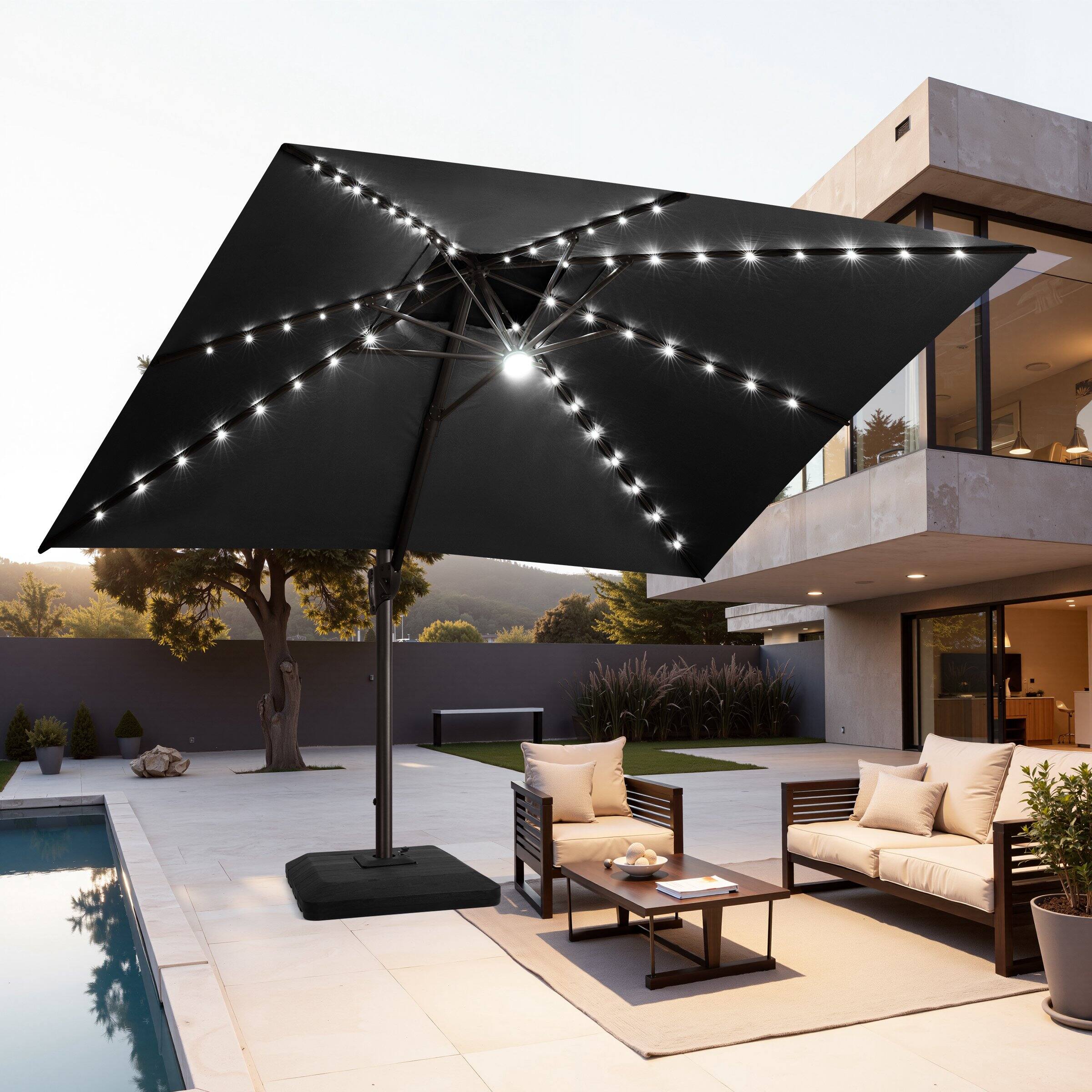 Back. Crestlive Products - Crestlive Products 13ft Aluminum Black Slide-tilt Cantilever Patio Umbrella Lights Base - Black.