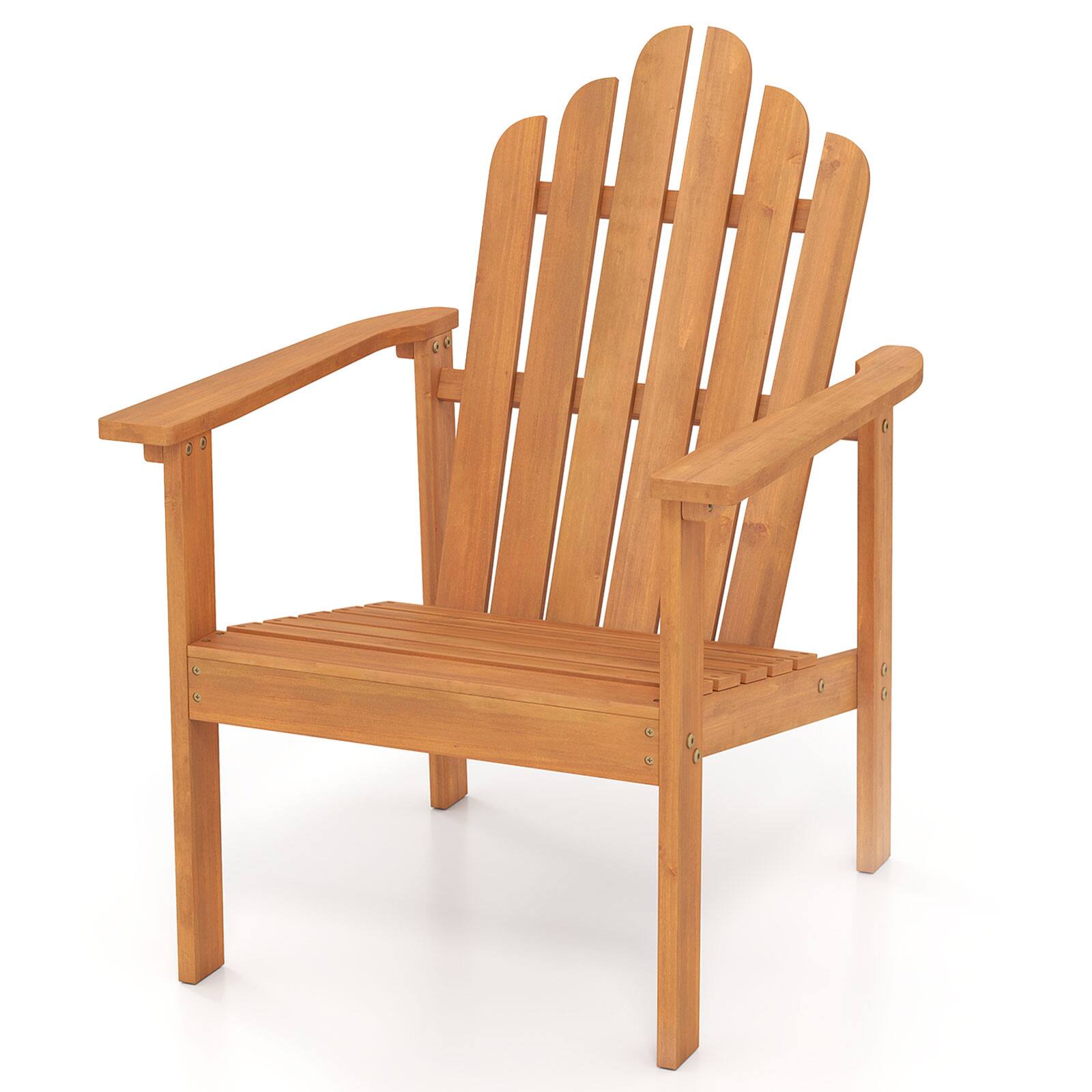 Alt View 7. Gymax - Gymax 4PCS Stackable Adirondack Chairs w/Slatted Backrests & Seats Built-in Armrests - Yellow.