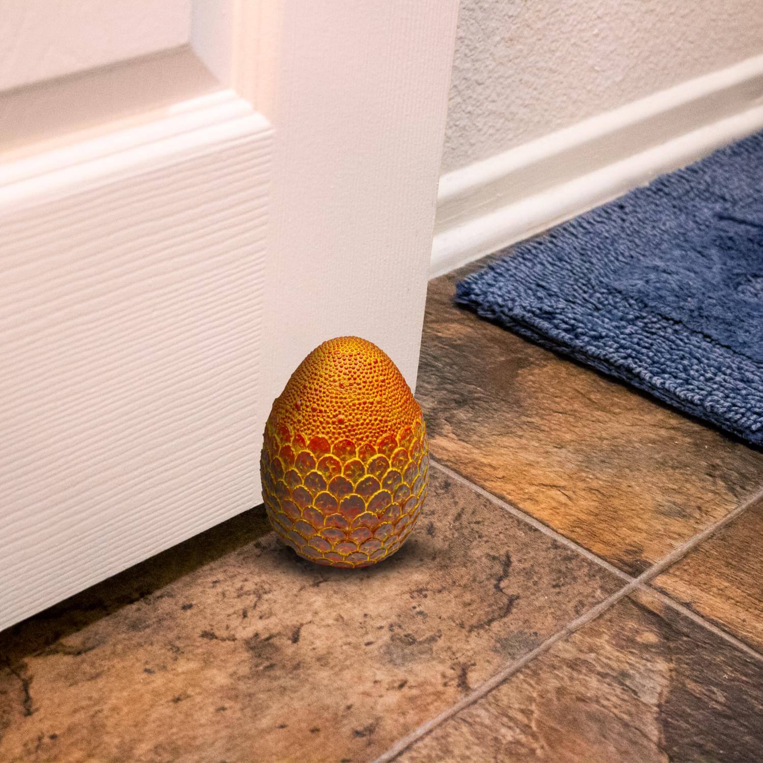 Alt View 2. Toynk - Dragon Egg Paperweight Replica | Solid Resin 4.5-Inch | Fleece Pouch | Red - Red.