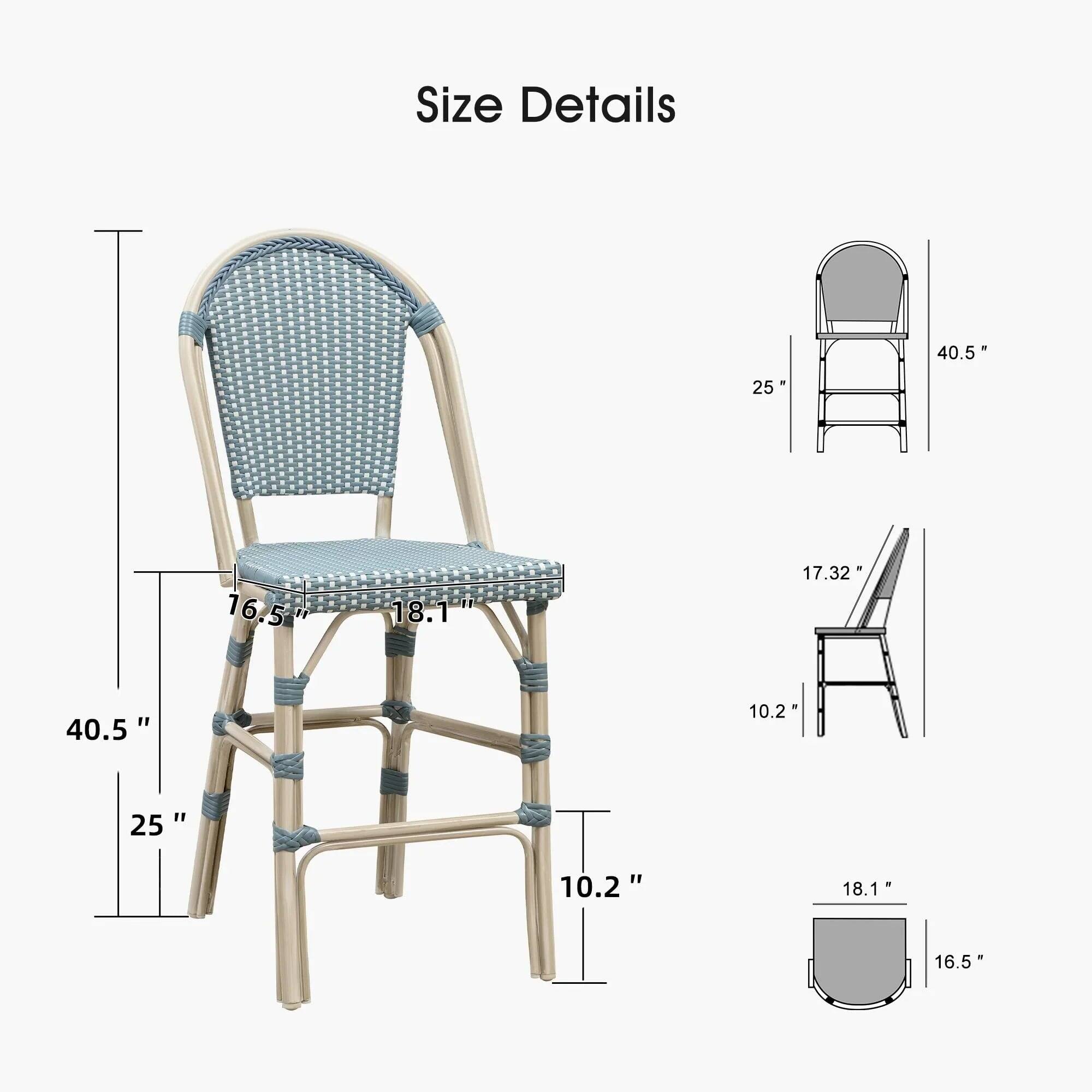 Size Details

- Height: 40.5"
- Seat Height: 10.2"
- Seat Depth: 18.1"
- Seat Width: 16.5"
- Back Height: 25"
- Back Width: 17.32"
- Armrest Height: 10.2"
- Armrest Width: 18.1"
- Armrest Depth: 16.5"