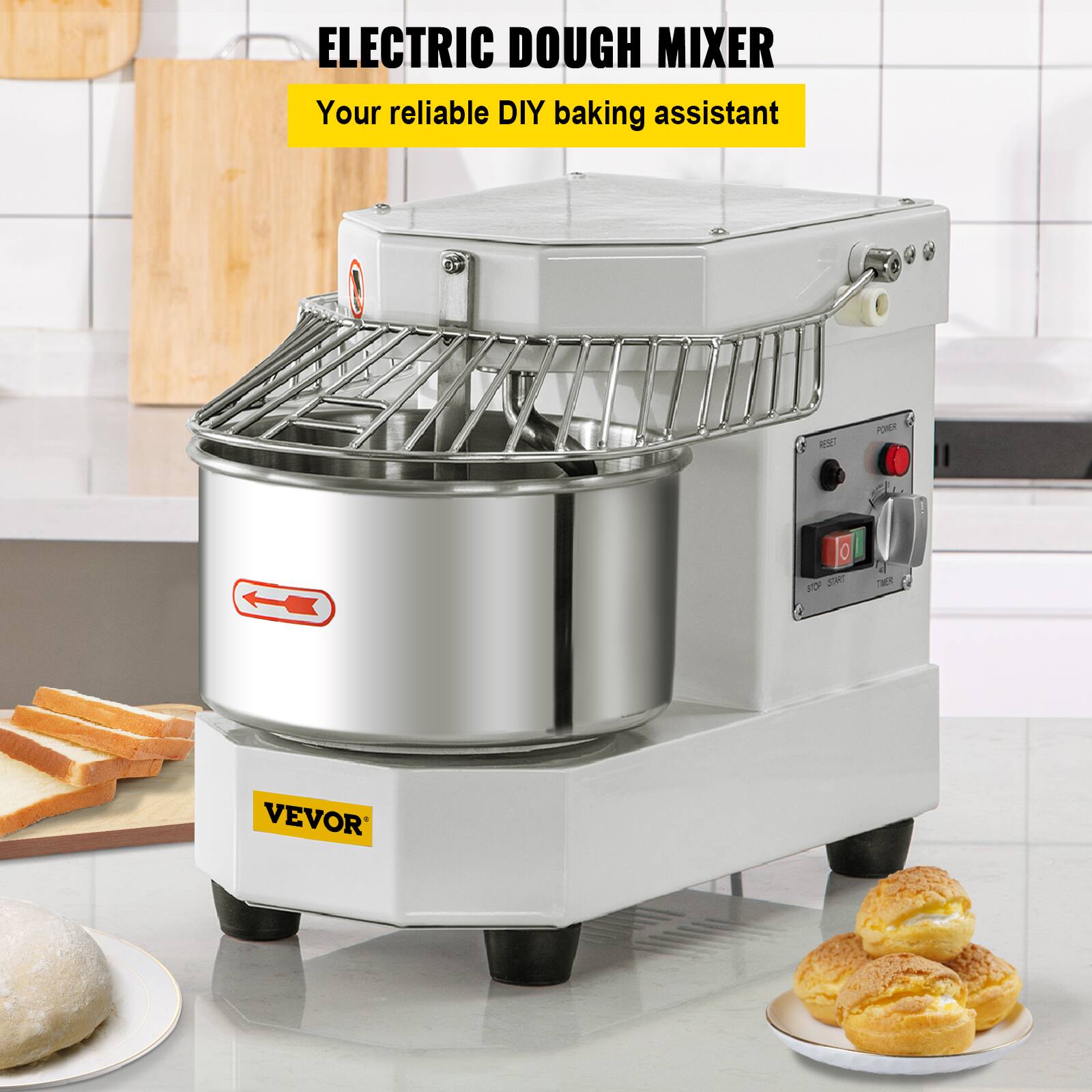 VEVOR Commercial Food Mixer, 7.3Qt Capacity, 450W Dual Rotating Dough ...