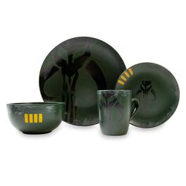 Ukonic - Star Wars Boba Fett Mandalorian Stoneware Plates & Bowl Collection | 4-Piece Set - Green