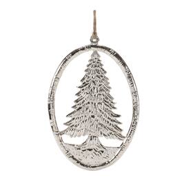 BreeBe - Etched Metal Pine Tree Ornament (Set of 12) - Gray