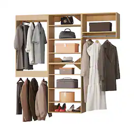 LOVMOR - 66 in Wood Modular Closet System Unit-Customizable Wall Mounted Walk-In Closets for Bedroom or Walk-in Closet - Wood