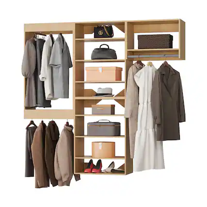 Front. LOVMOR - LOVMOR 66 in Wood Modular Closet System Unit-Customizable Wall Mounted Walk-In Closets for Bedroom or Walk-in Closet - Wood.