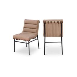 Meridian Furniture - Burke Tan Vegan Leather Dining Chair, Set of 2 - Brown