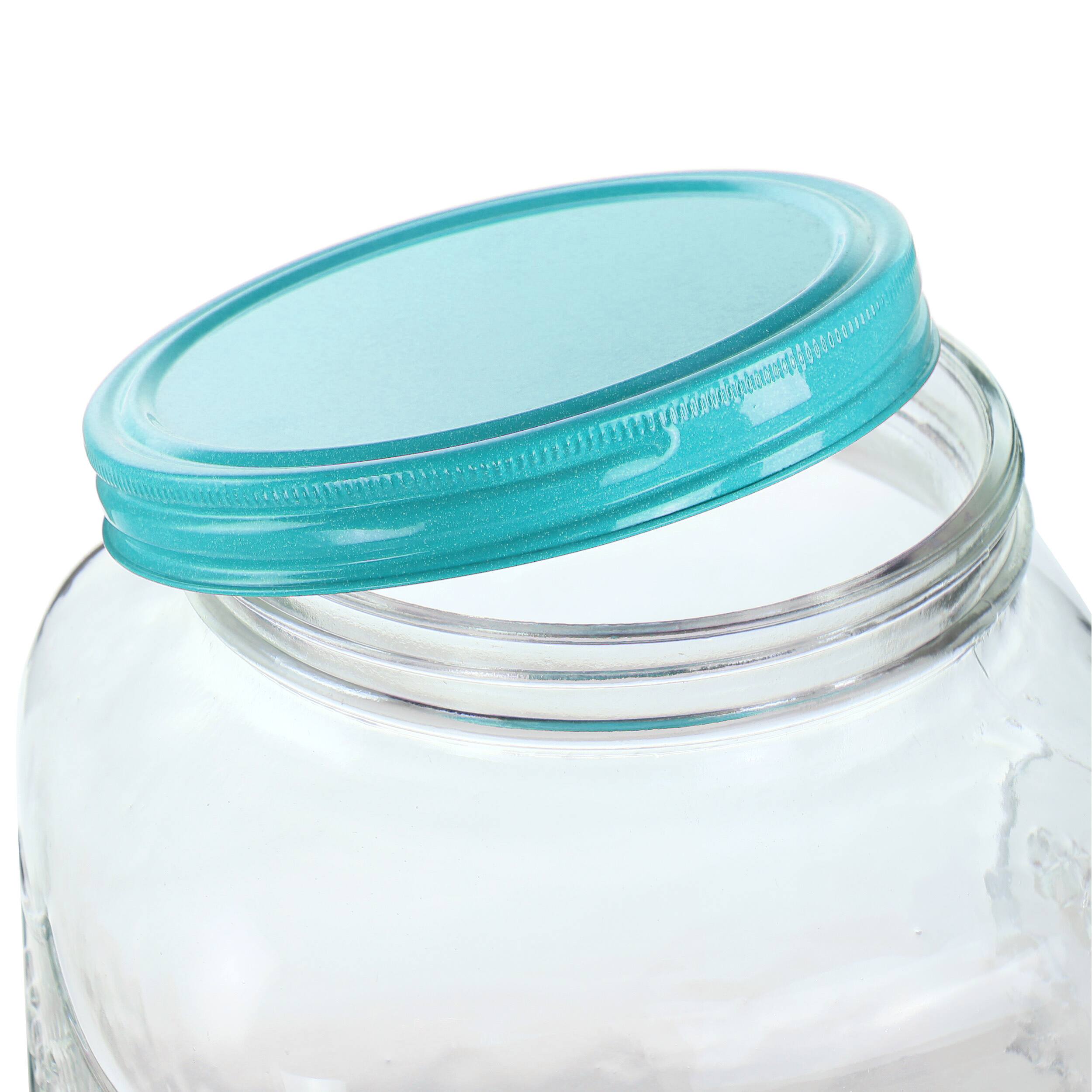 Alt View 5. Gibson - Gibson Home Chiara 2 Gallon Glass Mason Jar Dispenser with Metal Lid and Base in Blue - Blue.