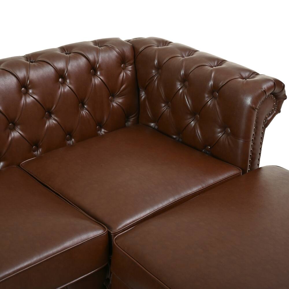 Alt View 9. Loheer - Loheer 85 Inch L-Shaped Sectional Sofa PU Leather Couch 4-Seater - Black.