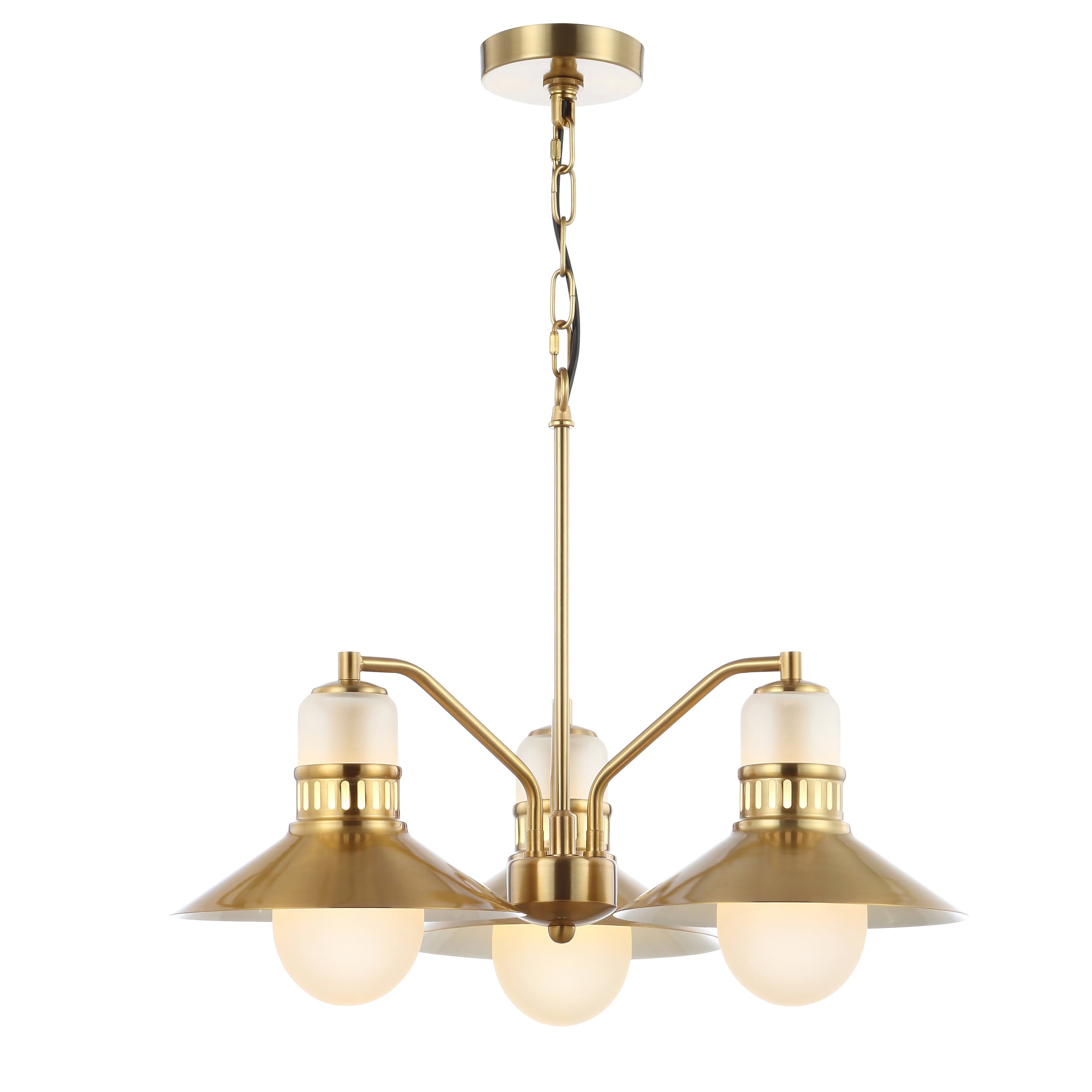 "Jonathan Y - Colin 3-Light 22"" Adjustable Iron/Glass Retro Hurricane LED Pendant - Brass Gold" price history on PriceWatchPro