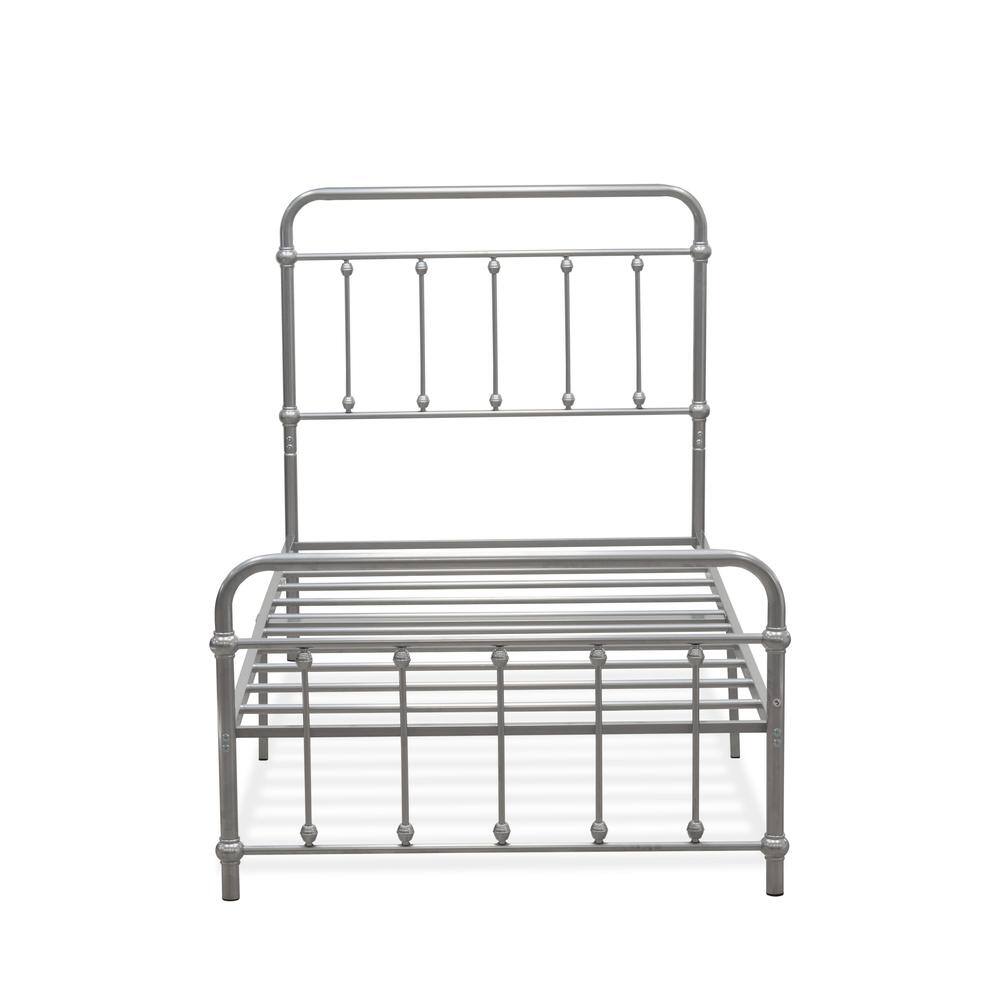 Angle. East West Furniture - Garland Twin Bed Frame with 6 Metal Legs - Deluxe Bed Frame in Powder Coating Silver Color - Silver.