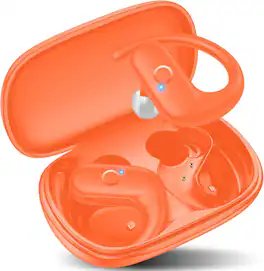 PRIMEPLUS - Wireless Earbuds Bluetooth Headphones Sport, Over Ear Buds with Deep Bass Sound, 60Hrs Playtime Earphones Redesigned - Orange