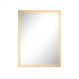 Boyel Living - 48 in W x 36 in L Dark Wood Grain Rectangular Slanted Edge Aluminum Framed Wall Bathroom Vanity Mirror
