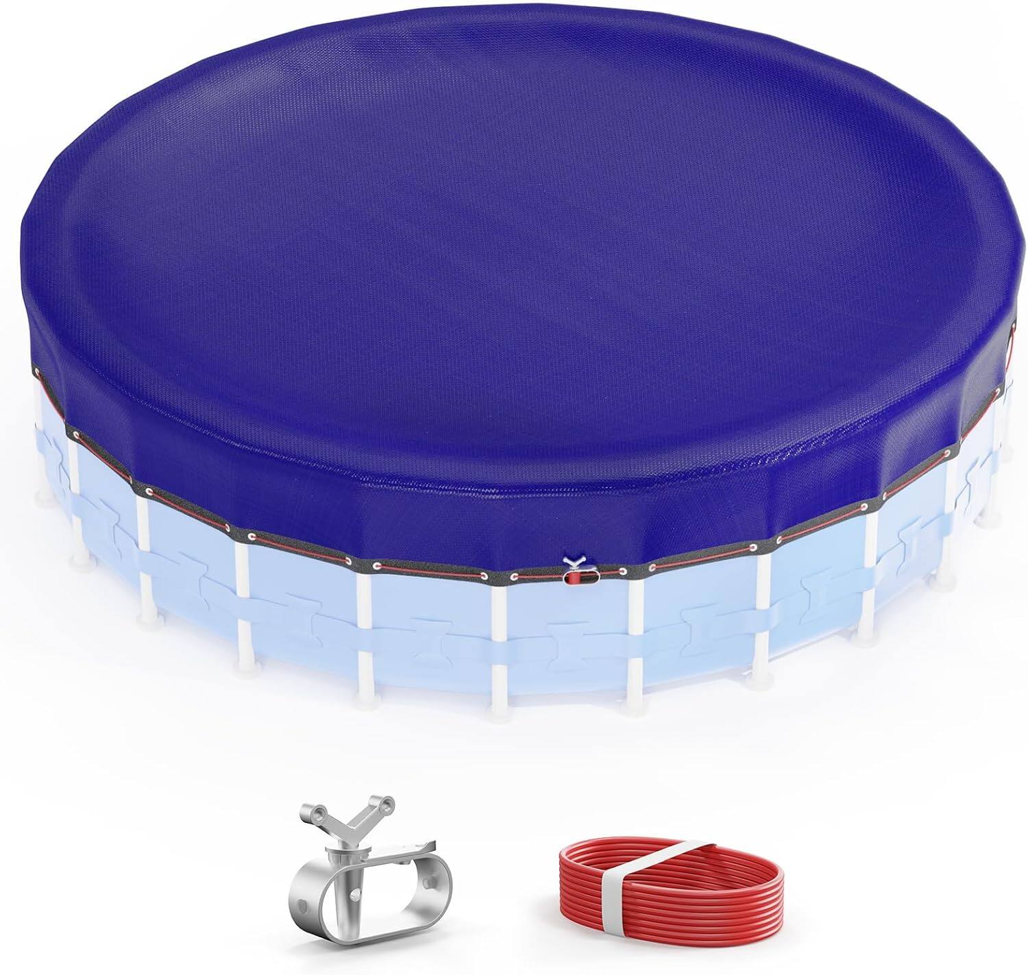 Winado - 18FT Round Winter Cover Only for Above Ground Pools, Heavy-Duty Solar Round Pool Cover for Outdoor Garden Swimming Pools - Blue