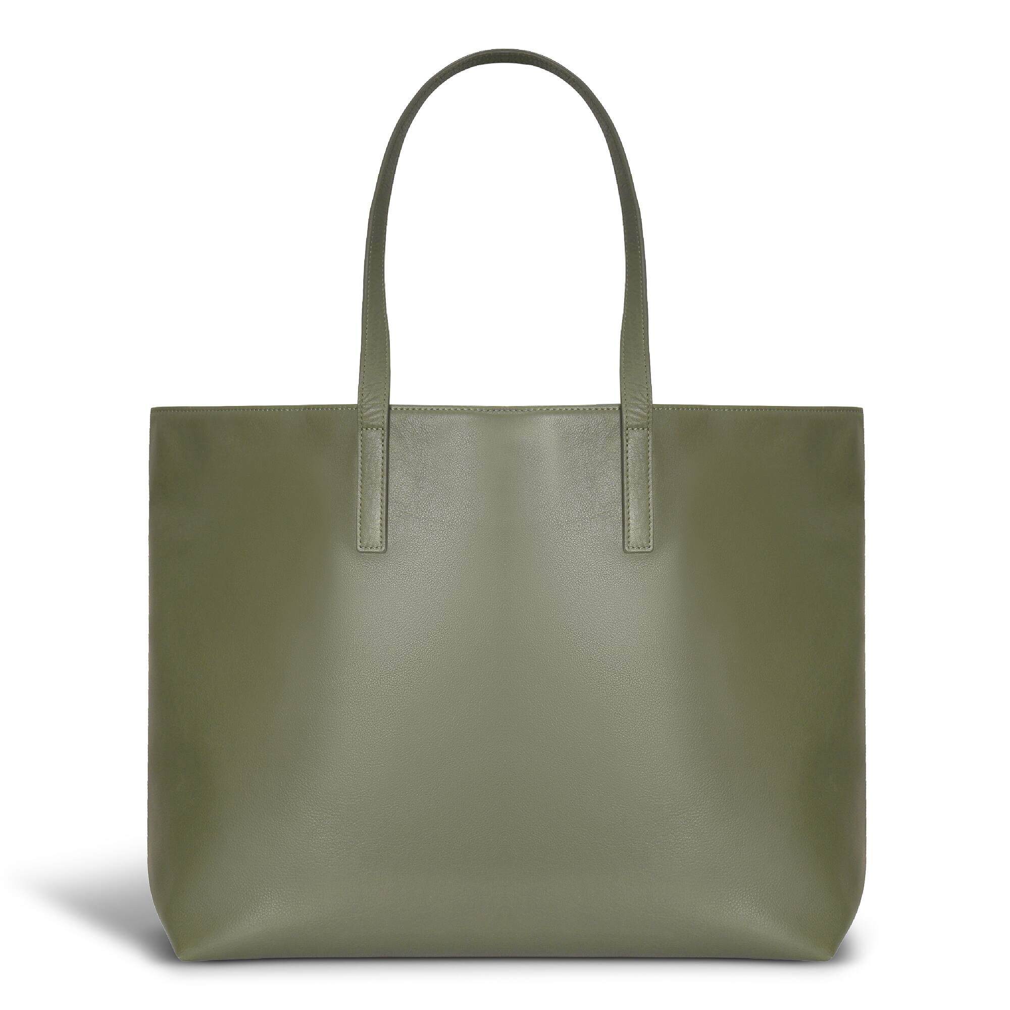 Alt View 1. Champs - Onyx Collection Leather Open Tote - Khaki.