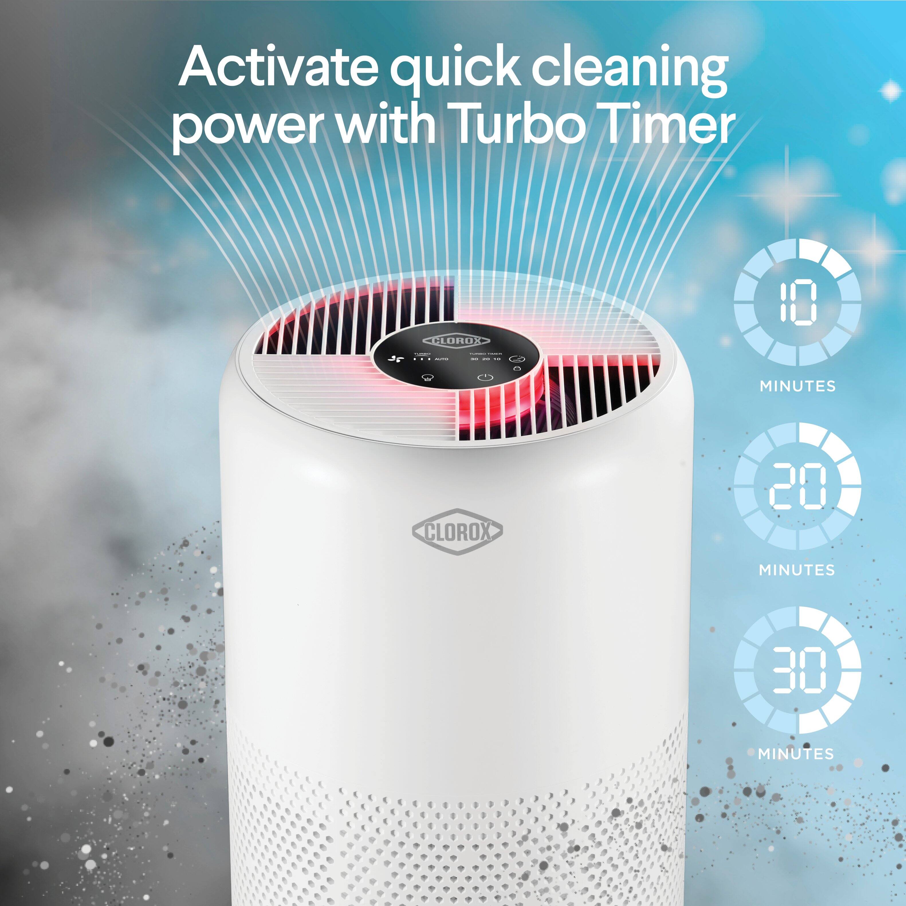 Activate quick cleaning power with Turbo Timer

CLOROX

10 MINUTES

20 MINUTES

30 MINUTES