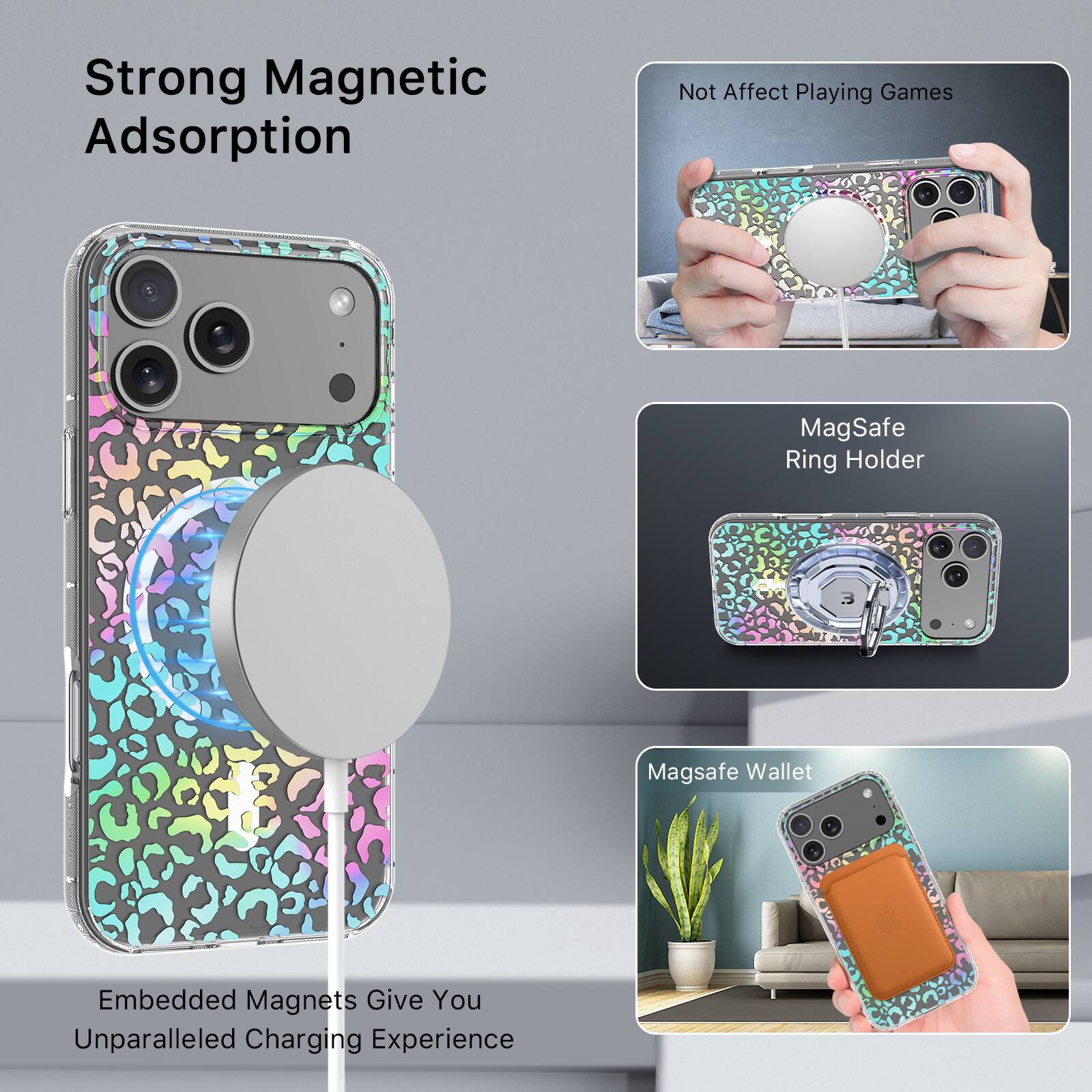 Strong Magnetic Adsorption

Embedded Magnets Give You Unparalleled Charging Experience

Not Affect Playing Games

MagSafe Ring Holder

MagSafe Wallet