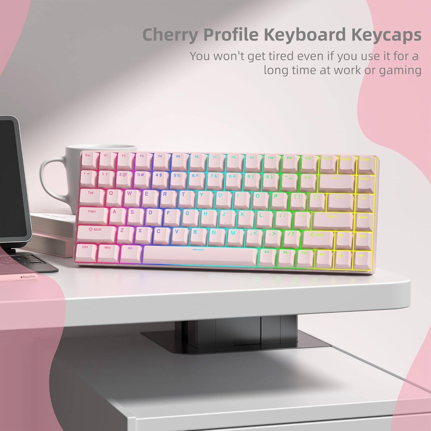 Cherry Profile Keyboard Keycaps  
You won't get tired even if you use it for a long time at work or gaming