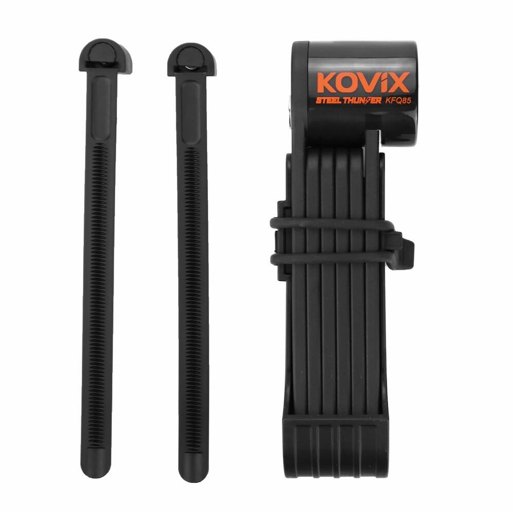 Jupiter Bikes - KOVIX Steel Folding Bicycle Lock w/ 120dB alarm - 220mm internal locking space - 3mm hardened steel folding plates - Black