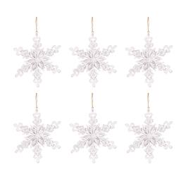 Dexmalle - Dexmalle-6.3x1.8x6.7 Christmas Tree Decorative Iron Snowflake Hanger,Set of 6 - White