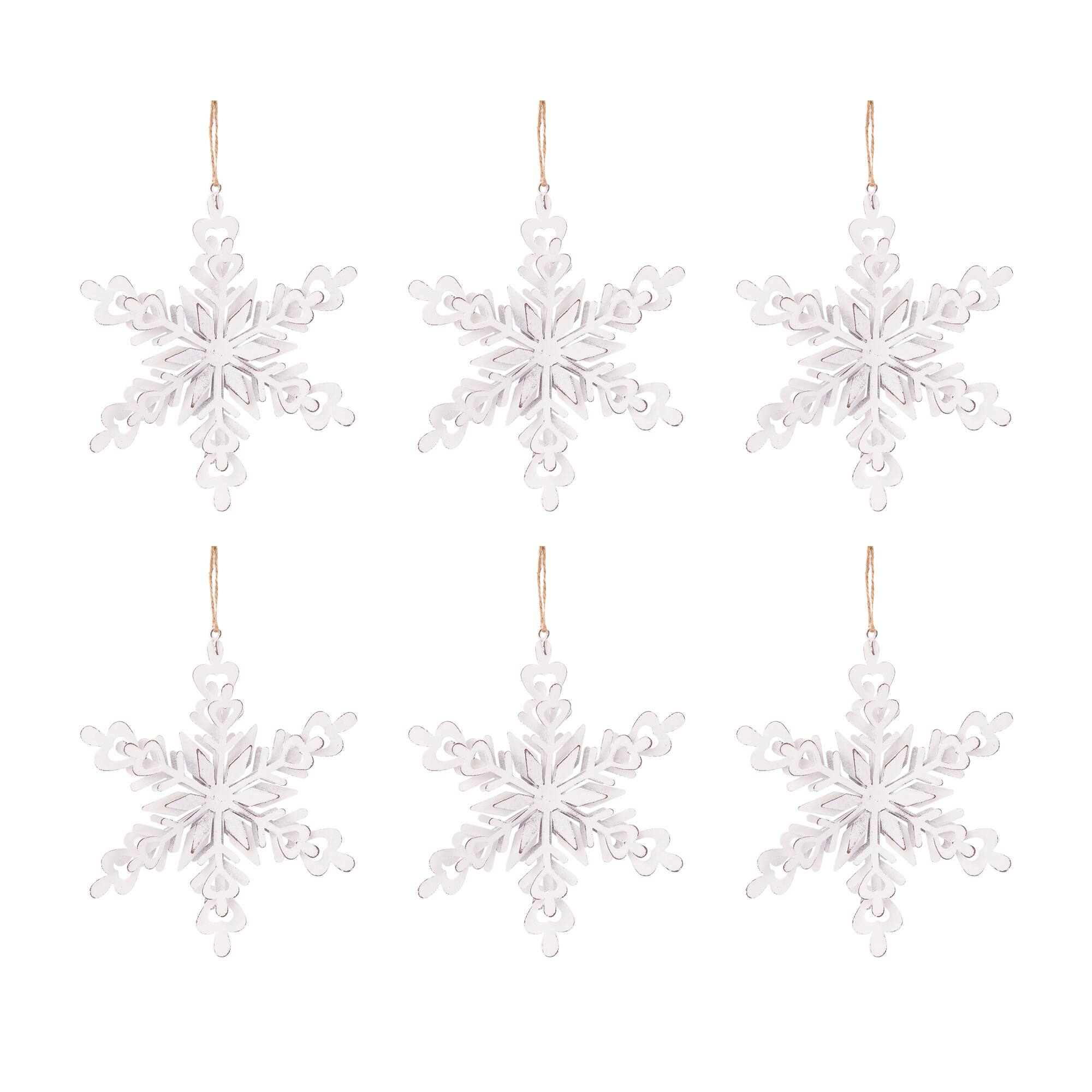 Front. Dexmalle - Dexmalle-6.3x1.8x6.7 Christmas Tree Decorative Iron Snowflake Hanger,Set of 6-White - White.